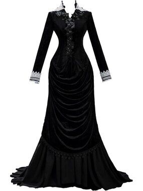Gothic Velvet Renaissance Dress Set | Medieval Bustle Top & Skirt | Dark Style